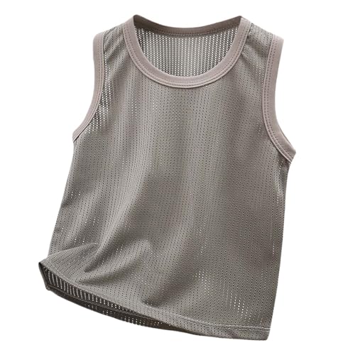 Camiseta sin mangas de verano para niños, camiseta de tirantes de malla transpirable para niños, informal, cómoda, deportiva, ropa deportiva para niños pequeños hasta adolescentes, body negro, gris, 5
