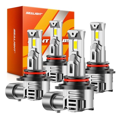 SEALIGHT 9005 9006 Bulbs Combo, 6500K White Super Bright 9005/HB3 9006/HB4 Fog Light Bulbs, Plug and Play, Pack of 4