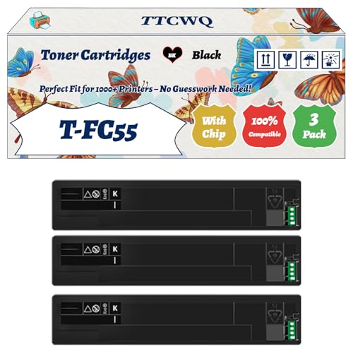 Compatible for Toshiba T-FC55 Toner Cartridges Work for Toshiba E-Studio 5520 C 5520 CT 6520 C 6520 CT 6530 C 6530 Printers (3 Pack Black)