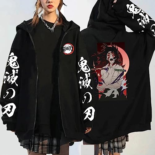 MDEM Japan Anime Dämon Slayer Kokushibo Gothic Cartoon Männer Zip Up...