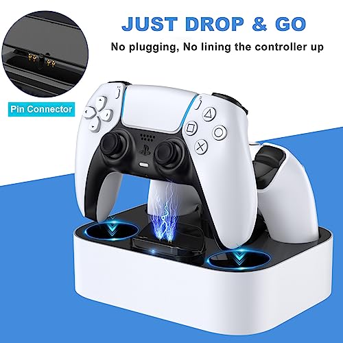 Lvfan Ps5 Controller Charger Station, Ps5 Controller Accessories, Dual Fast Charging Station Ps5 Controller Charger For Playstation 5 Controller / Ps5 Dualsense Controller (White) #TOP2