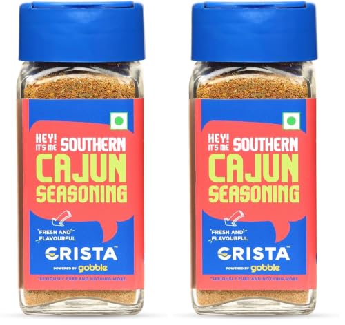 Image of CRISTA 45 gms Southern Cajun Seasoning for Fries, Popcorn & Appetizers | Mixed Spices Blend | Vegan | Zero added Colours, Fillers, Additives & Preservatives (Pack of 2)