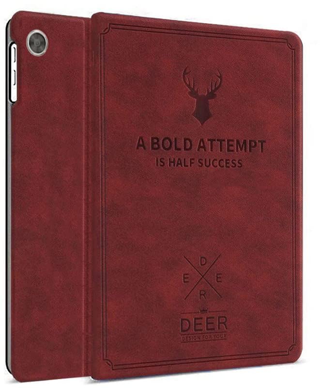 Image of Robustrion Deer Pattern Flip Stand Case Cover for Lenovo Tab M10 HD 2nd Gen TB-X306X / Smart Tab M10 HD 2nd Gen TB-X306F - Deer Vine Red