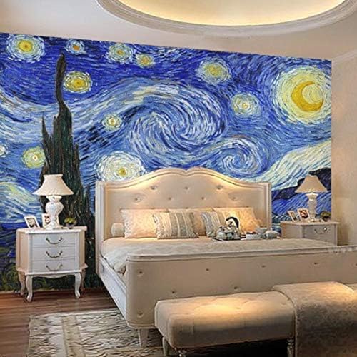 XLMING Hand Painted Oil Painting Starry Night Art Wall 3D Wallpaper Living Room Sofa Bedroom Dining Room Home Decoration Wall-300cm×210cm - Image 2