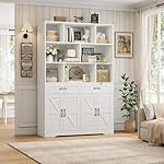 HOSTACK 71" Tall Bookcase with Drawers and Doors, 47" Wide Book Shelf and Bookcase with Storage, 6 Tier Large Book Storage Cabinet with 14" Deep Display Shelves for Living Room, Home Office, White - Image 4