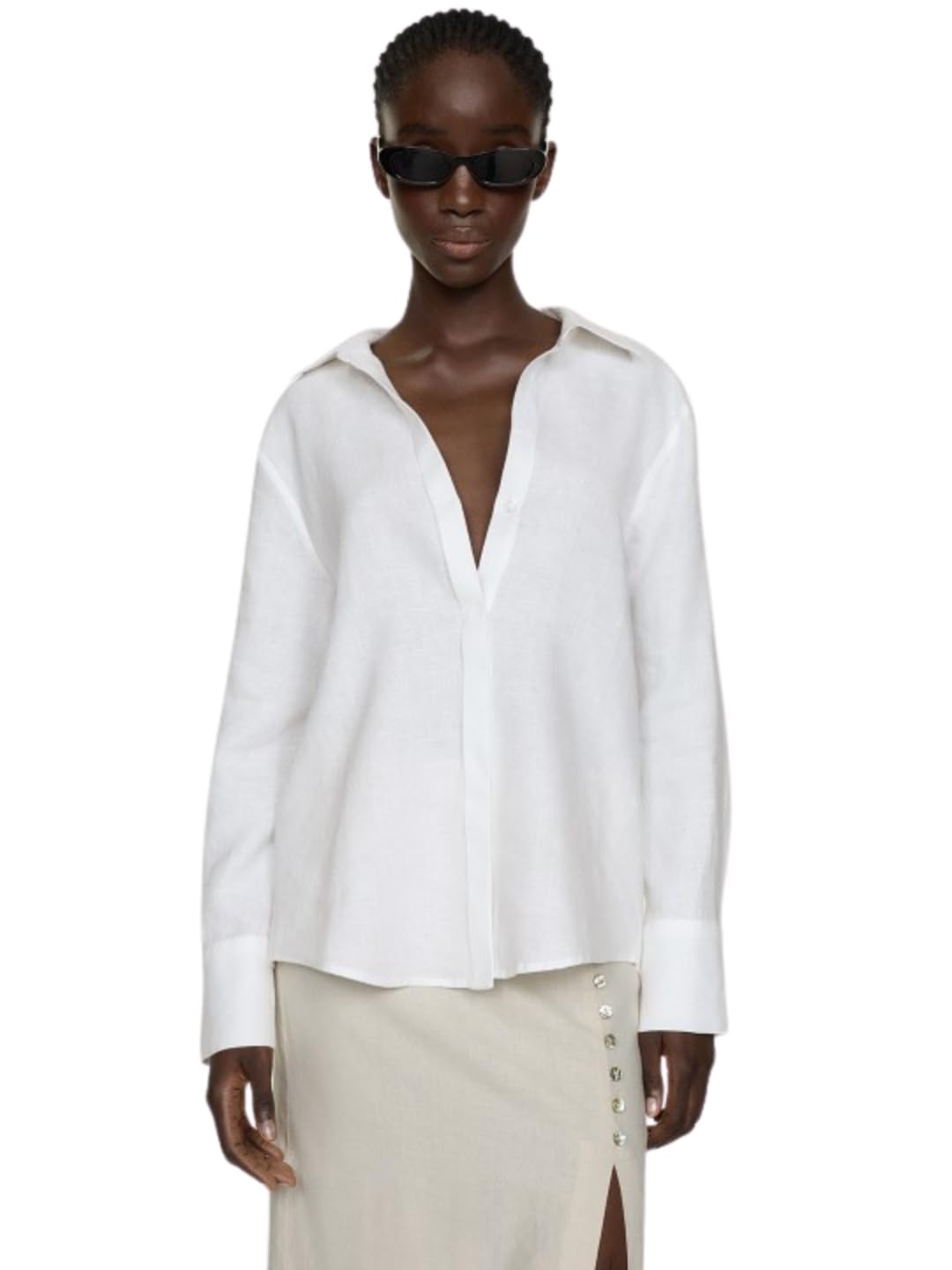fab star- look great feel great. Pure Linen Casual Shirt Long Sleeves Solid Cotton Oversized Casual Shirt White-picture-48