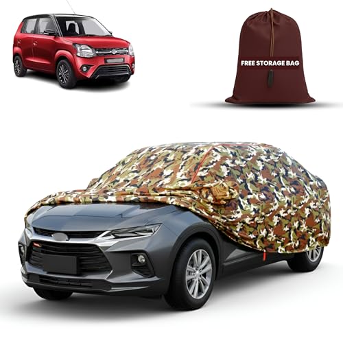 Image of MORNYRAY Car Cover for Maruti Suzuki WagonR | Fully Waterproof Car Body Cover | with Mirror & Antenna Pocket | Dustproof, Windproof & Anti-Scratch Lining, Camouflage