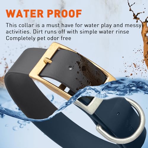 Image of Viper Biothane Heavy Duty Waterproof Dog Collar Strong Coated Nylon Webbing w /Solid Brass Hardware Odor-Proof Easy to Clean High Performance Fits Small Medium or Large Dogs, Black