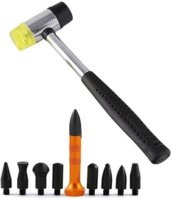GS Hand Tools 10pcs Paintless Dent Repair Kit Rubber Hammer Tap Down Tools Hail Dent Removal Tools For Car Refrigerator Door Dent Removal Tools