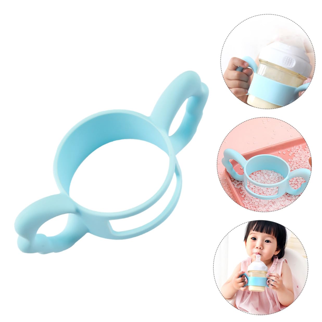 Silicone Bottle Handle with Adorable Wing Design Easy Grip Milking Bottle Holder for Independent Drinking Easy to Install and Clean