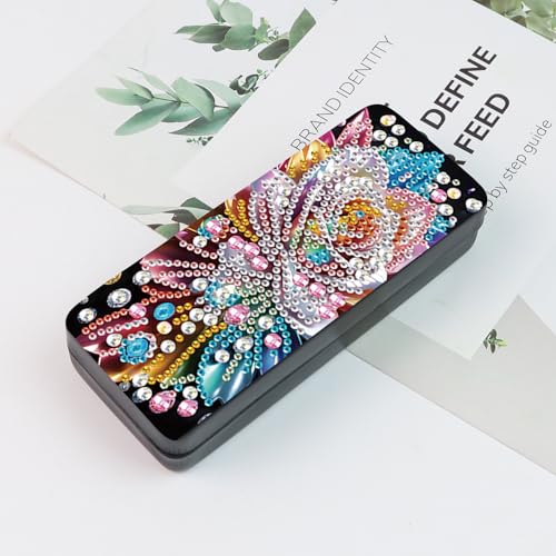 Image of 5D Diamond Painting Glasses Case for Adults, Peony Flower DIY Diamond Art Eyeglass Holder, Handmade Sunglass Storage Box, Travel Craft Gift