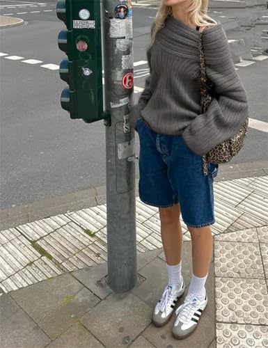 Image of Women Off Shoulder Batwing Sleeve Oversized Chunky Sweaters (Free Size)