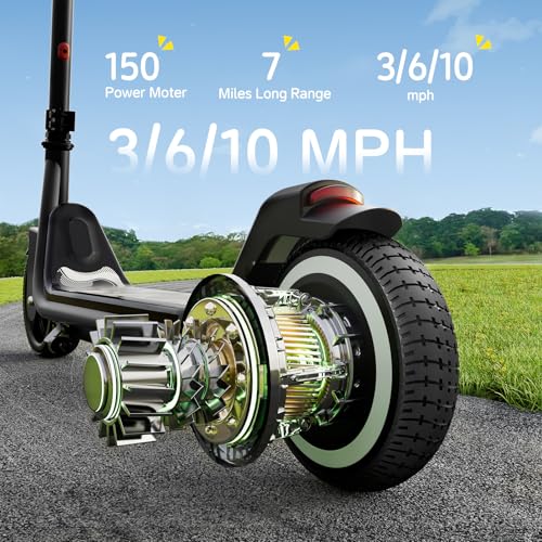 Image of ECOROAD EK6 Kids Electric Scooter for 6-12, 3 /6 /10mph Speeds for Ultimate Comfort & Adjustable Height, 150W & Dual Brake Safety Electric Scooter, for Outdoor Play, Park Rides (Rider:3.9-5.2 FT)