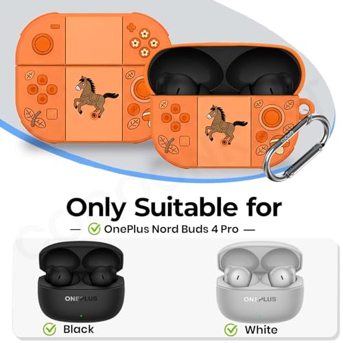 Image of Cartoon Silicone Case Cover Compatible for OnePlus Nord Buds 4 Pro (Orange Horse)