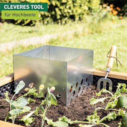 Windhager Hochbeetkomposter, 30 x 30 x 48 cm, Stahl feuerverzinkt, Komposter für Hochbeet, Wurmkomposter, Beetkomposter zum Eingraben, witterungsbeständig und langlebig, Silber