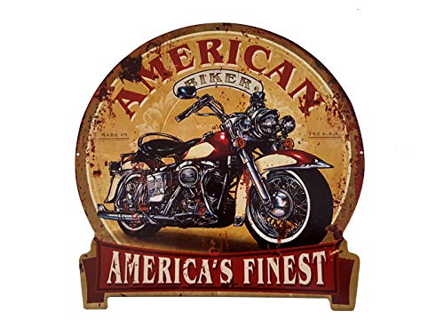 LB H&F Blechschild Retro Motorrad Blech Metallschild Biker Amerika - Rund 30x30cm Gross Blechschilder