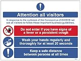 Atención a todos los visitantes En respuesta al reciente brote de la pegatina de vinilo autoadhesivo Coronavirus (250 x 300 mm)