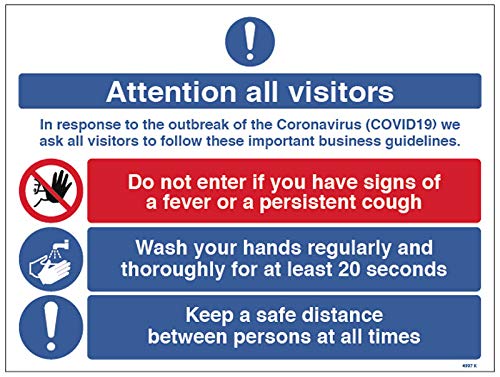 Attention all visitors In response to the recent outbreak of the Coronavirus Semi Rigid PVC sign (250x300mm)