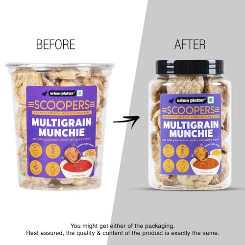 Image of Urban Platter Scoopers Multigrain Munchie, 60g (Crunchy Crisps Made with Popped Multi-Grains and Seeds for Healthy Snacking)