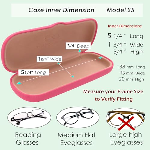 Image of MyEyeglassCase Men Small Glasses case - Eyeglasses Hard Shell Holder Pouch & Cloth-Reading Slim & Narrow Case Heavy Duty