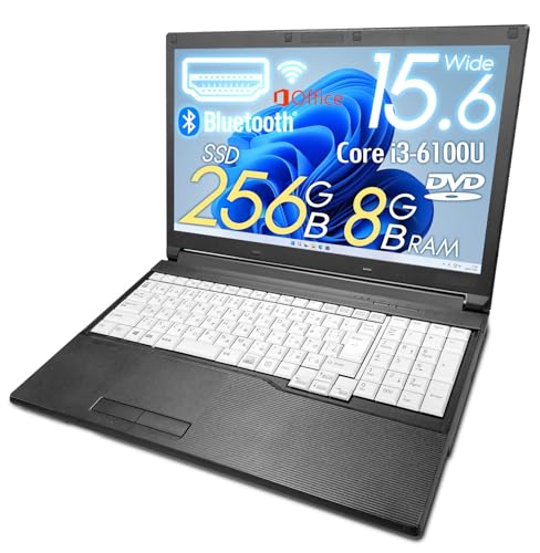 【整備済み品】ノートPC LIFEBOOK A576(白キーボード)/15.6型/テンキー/Win11 Pro/第6世代 Core i3-6100U/SSD256GB/メモリ8GB/HDMI/Wi-Fi/Bluetooth/MS Office H&B 20