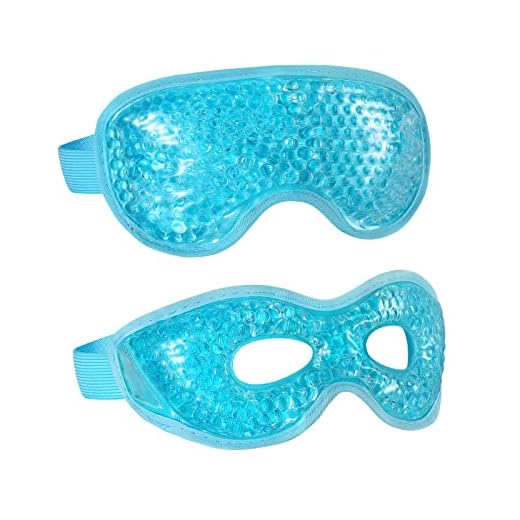 2PCS Gel Eye Mask Reusable Hot Cold Therapy Gel Bead Eye Mask for Puffiness /Dark Circles/Eye Bags /Dry Eyes/Headaches/Migraines/Stress Relief, Cooling Eye Mask Hot/Cold Compress Eye Mask (Blue)