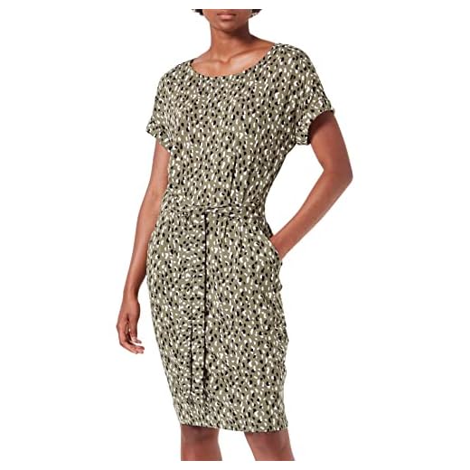 Fauean Sommerkleid Damen Knielang Kleider Damen Midi Ärmellos Knielang Boho A-Linie Kleid Rundhals Loose Strandkleid Sexy Druck Ärmellos Freizeitkleid Elegant Minikleid 6 TOM TAILOR Damen Kleid mit Allover-Print 1031698, 29962 - Abstract Dot Design, 40