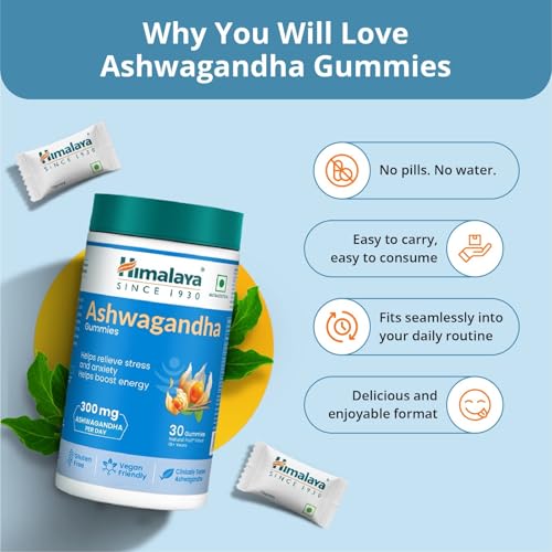 Image of Himalaya KSM-66 Ashwagandha Gummies | Helps Relieve Stress and Anxiety | Helps Boost Energy | Supports Cortisol Levels |Clinically Proven | Vegan Friendly | 60 Gummies
