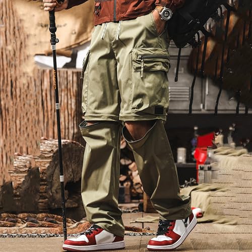XYXIONGMAO Men's Convertible Cargo Pants Zip-Off Shorts Techwear 2