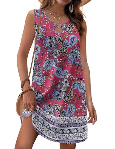 Image of Zeagoo Womens Summer Beach Dresses 2025 Loose Sleeveless Mini Sundress Swimsuit Coverup Spring Casual Boho Tank Dress