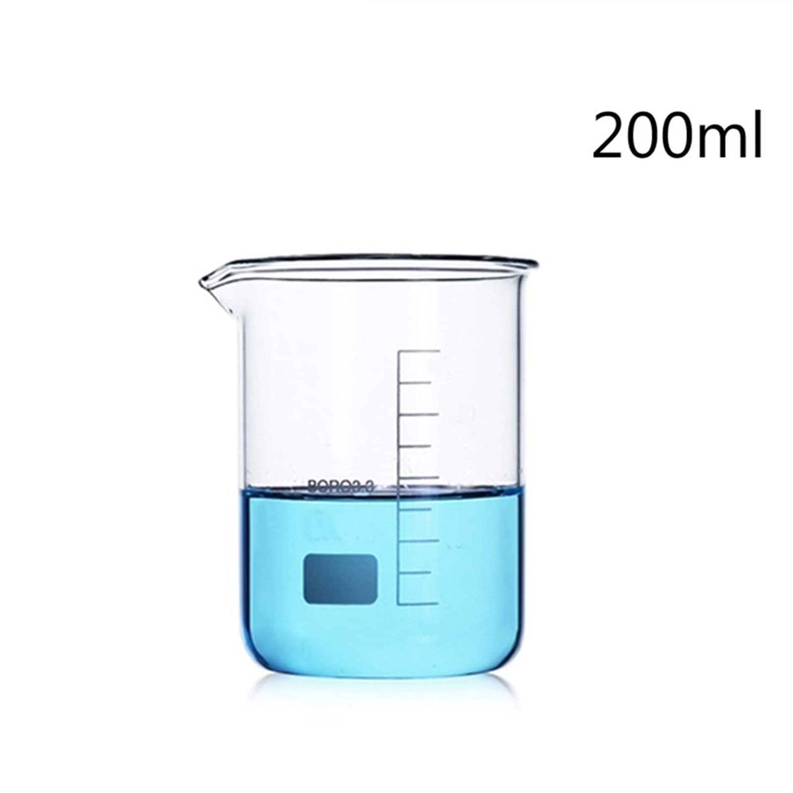 Becher in vetro da 200 ml con graduazione Tazza graduata in vetro borosilicato Attrezzatura da laboratorio chimica resistente alle alte temperature - Confezione da 5 (capacità: 200 ml) (200 ml)