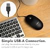 ماوس كمبيوتر Macally سلكي، ماوس USB صامت - USB نحيف وصغير الحجم لأجهزة الكمبيوتر المحمولة/المكتب التي تعمل بنظام Apple Mac أو Windows - مصمم بمستشعر بصري ومفتاح DPI - بسيط - أسود