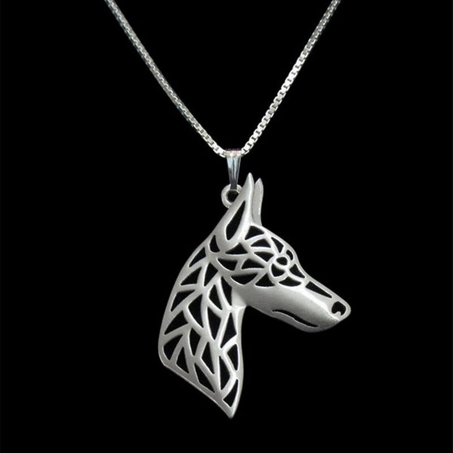 THREMA Collar Pareja Doberman Collar Cabeza de Perro Colgante Hembra Regalo