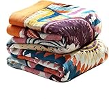 Ffdshc Boho Throw Blanket for Bed Couch, 100% Cotton Bohemian Cotton Blankets, Ultra Soft Woven Muslin Blankets Travel Picnic Versatile Knitted Christmas Blanket for Sofa Chair, 50'x60'