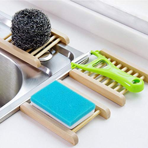 4 Pack Wood Bamboo Shower Soap Dish Set, Wooden Soap Saver Holder #TOP3