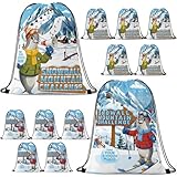 Hsei 12 Pcs 2026 Vbs Nonwoven Drawstring Bags Bulk 13.4 x 18.7 Inches Snowball Mountain Theme Decoration Waterproof Vacation Bible School Backpack Gift Christian Gift Bags for Church Religious Events