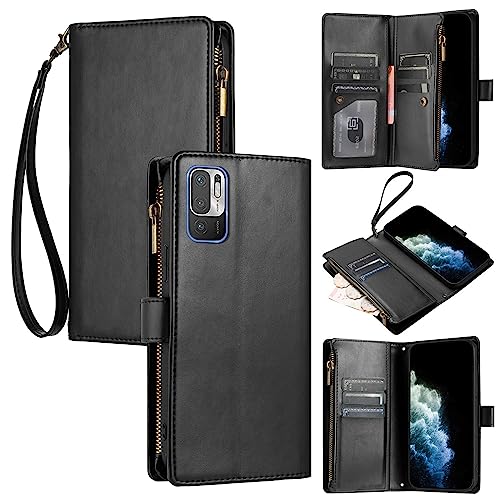 Étui portefeuille Xiaomi Redmi Note 10 5G en cuir chic avec bandoulière