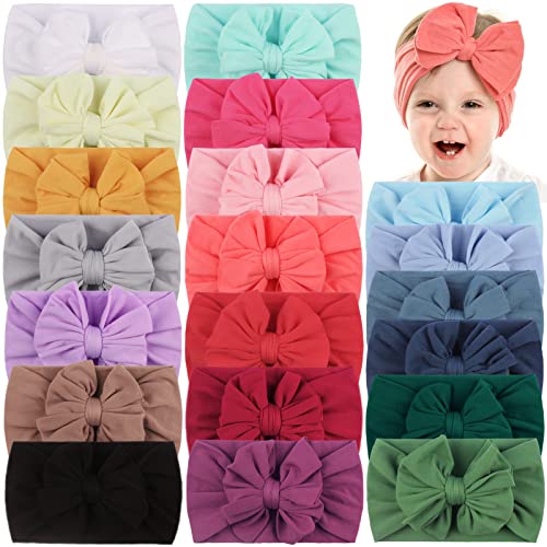 Image of WillingTee 20PCS Baby Nylon Headbands Hairbands Double Layer Hair Bow Elastics for Baby Girls Newborn Infant Toddlers Kids