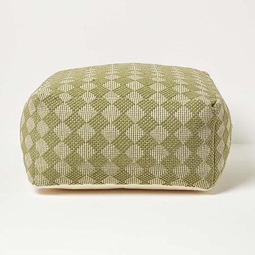 Pouf carré vert en coton pour coin lecture de salon - 2