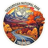 Skyline Drive Shenandoah National Park Virginia Sticker 4 Inch Nature Hiking - Waterproof Vinyl Decal for Laptop Water Bottle Car Tumbler - Durable Aesthetic Long-Lasting Stickers for Adults ID44990