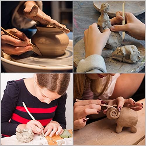 Kurtzy Wooden Clay Sculpting Tools (10 Pack) - 14.4-16cm / 5.67-6.3 inches - Ceramic/Polymer Clay Modelling Set - Double-Ended Pottery Tools for Carving, Shaping, Embossing, Sculpting, Smoothing