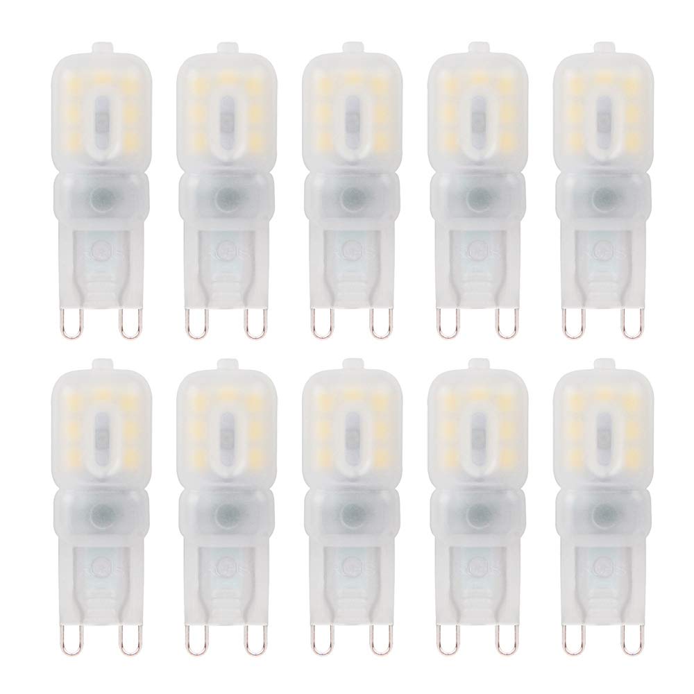 Jiotouhu G9 LED Warm White 3000 K, G9 LED Bulb, 3 W Replacement 30 W Halogen Bulb, 300 Lumens, 360 Degree Angle, No Flickering, Not Dimmable, for Chandelier Interior Decoration, Pack of 10
