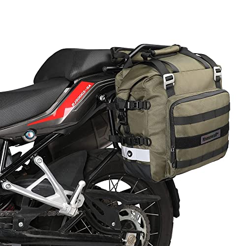 Rhinowalk Sacoche de Selle Moto, Sacoche de Porte-Bagages étanche, Bagage Moteur, Fermeture Rapide, 20 l, Convient à la Plupart des Porte-Bagages de Moto d'aventure et de Sport (Vert, 1 Single) Cover