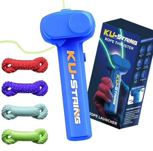 Jtffjsy String Rope Launcher,5 Fluorescent Ropes Glow in the Dark,Zip String,USB-Rechargeable,Electric,Outdoor Toy Viral, Fidget Toy