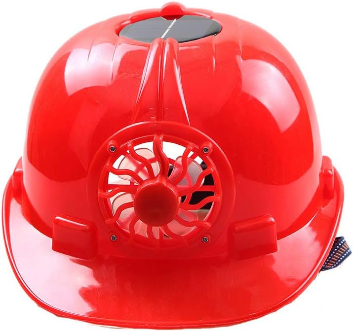 HYFAN Hard Hats Safety Helmet Ventilated Breathable Hard Cap with Solar Fan and Removable Adjustable Lining (PP, Red)
