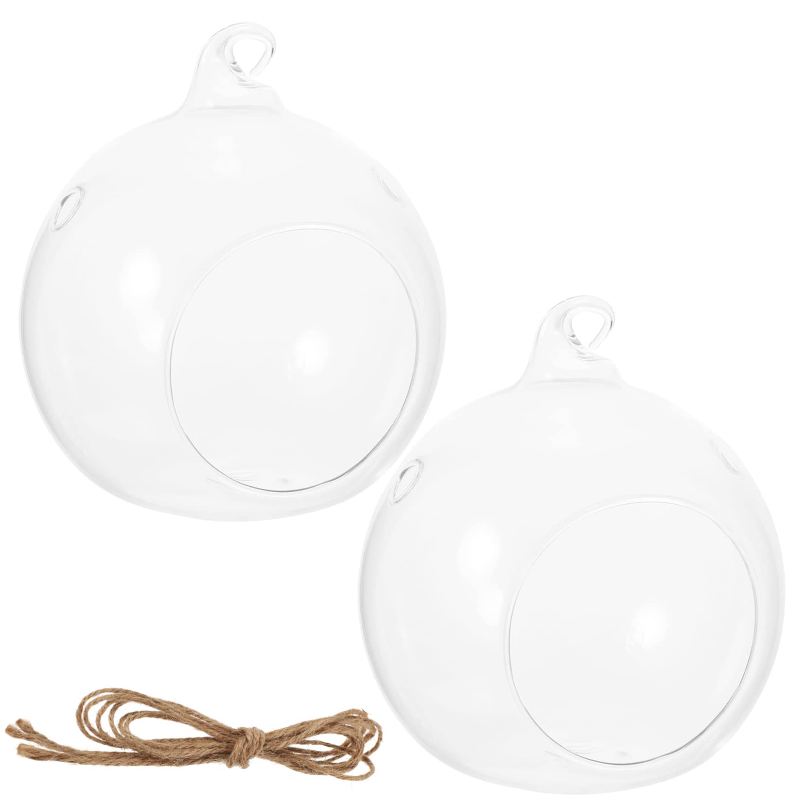 FUNOMOCYA 2pcs Hanging Glass Vase Air Plant Holder Microlandscape Terrarium Hanging Globe for Indoor Plants Succulent Display — image 1