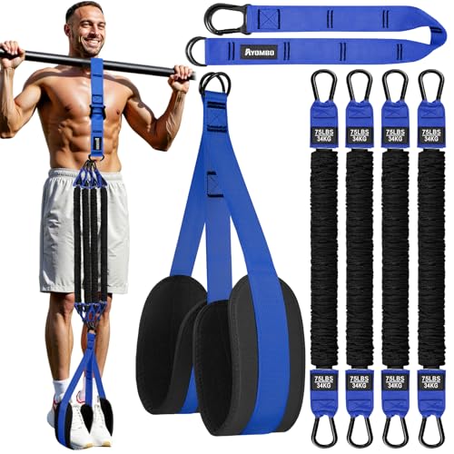 Ayombo Pull Up Assistance Bands,Heavy Duty Resistance Assistance Band for Pull-up Training,Adjustable Assisted Bands with Comfortable Foot Strap,Home Gym Workouts Body Stretching and Strength Training by Ayombo - Used condition - US$28.48