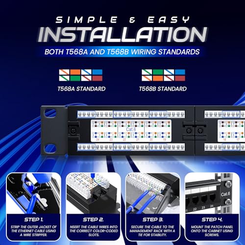 Panel de conexión RJ45 Cat6 UTP 24 puertos ethernet para redes LAN 7