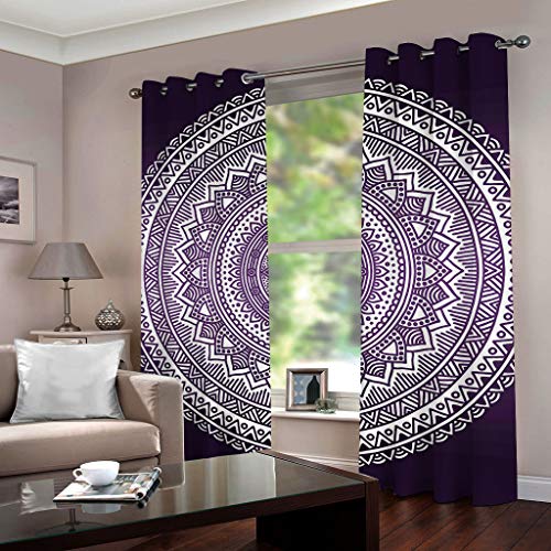 Rideaux occultants opaque à oeillets isolant thermique mauve