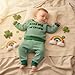 Cevoerf Toddler Baby Irish Clothing Set Fashionable Striped Long Sleeve Letters Embroidery Pullover with Pants 2Pcs Outfit (Green, 6-12 Months)